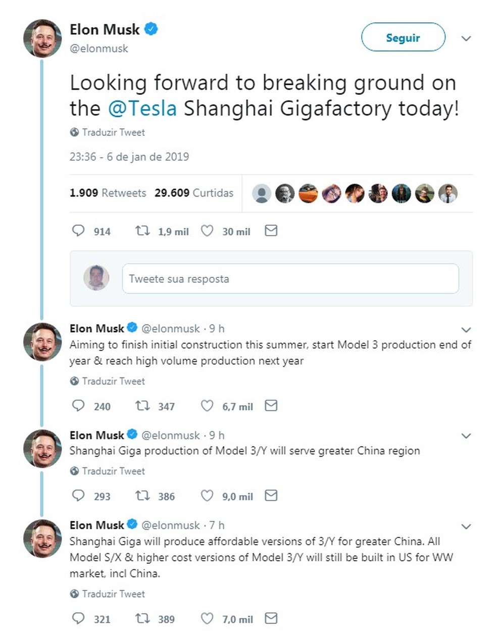 Tuíte Elon Musk (Foto: Reprodução/Twitter) — Foto: Auto Esporte