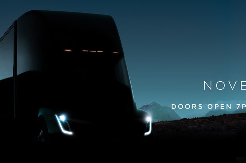 Caminhão da Tesla aparece um pouquinho no convite de lançamento (Foto: Divulgação) — Foto: Auto Esporte