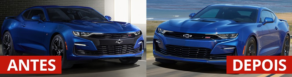 Antes e depois do Chevrolet Camaro SS — Foto: Divulgação/Chevrolet