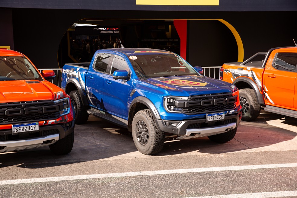 Ranger Raptor na área de test-drives da Ford — Foto: Alexandre di Paula