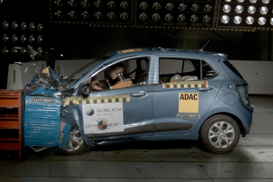 Hyundai Grand i10 feito na Índia tem zero estrelas na proteção de adultos e duas na proteção infantil