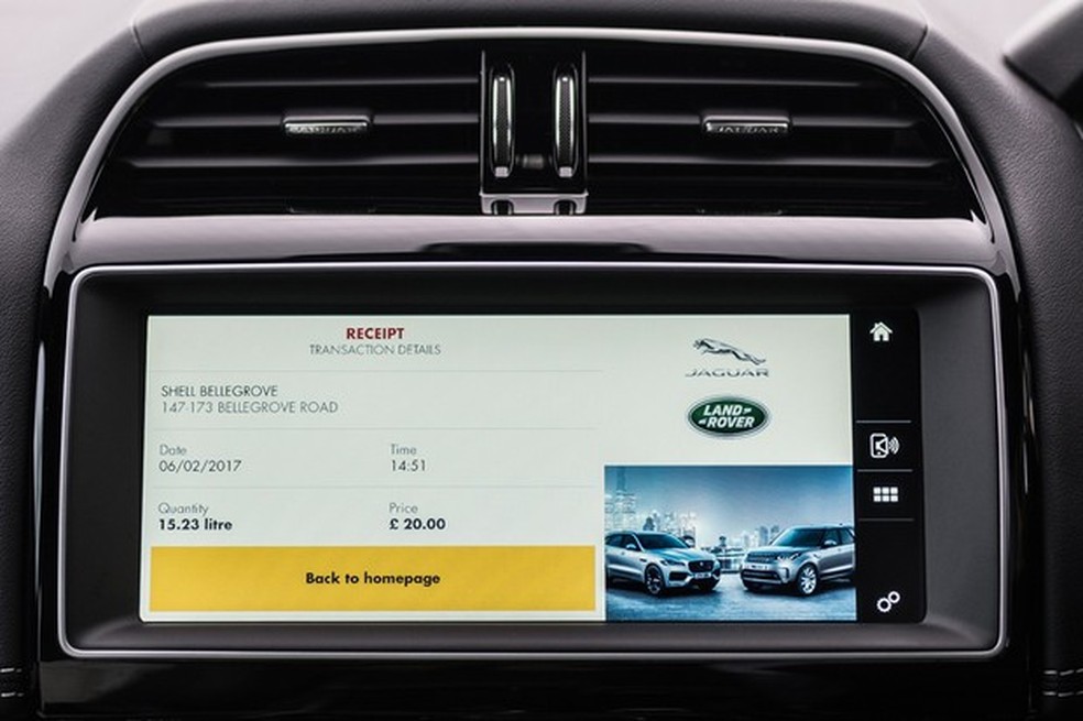 Jaguar e Shell lançam sistema de pagamento de combustível pela tela multimídia (Foto: Divulgação) — Foto: Auto Esporte