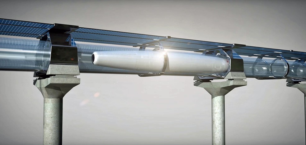Hyperloop utiliza tubos com baixa pressão para atingir grandes velocidades — Foto: Reprodução/YouTube/Hyperloop Transportation Technologies