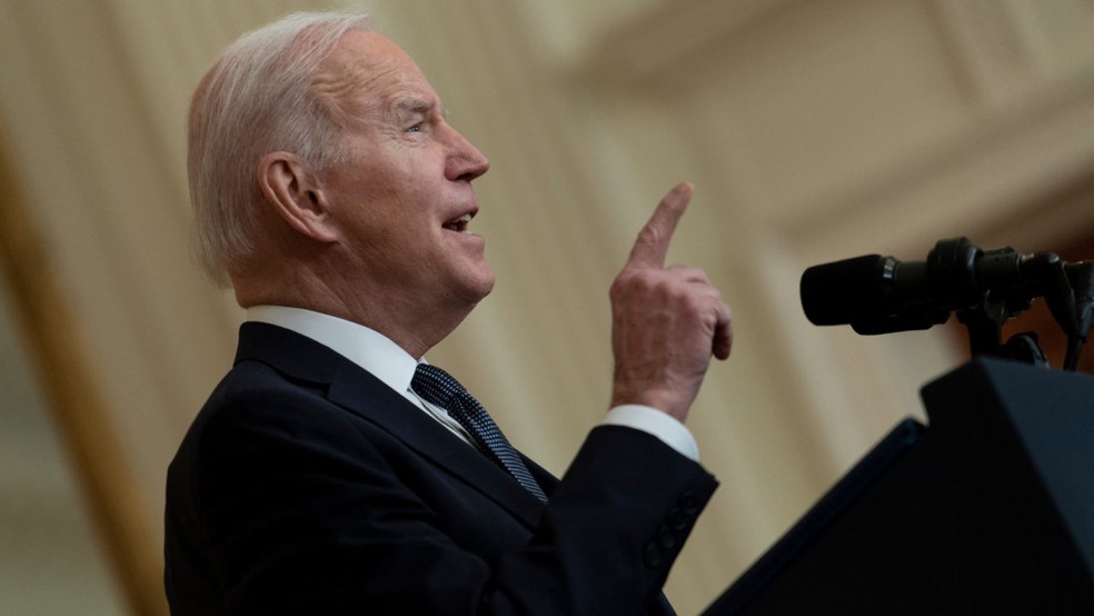 Joe Biden, presidente dos Estados Unidos, condenou a invasão russa à Ucrânia — Foto: Divulgação/Casa Branca
