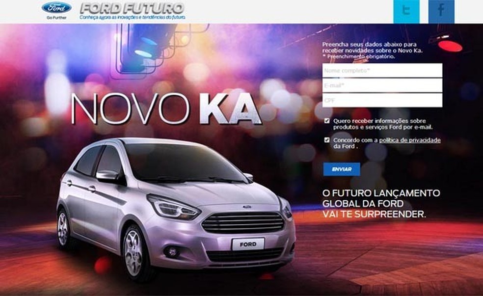 Ford lança site para novo Ka (Foto: Reprodução) — Foto: Auto Esporte