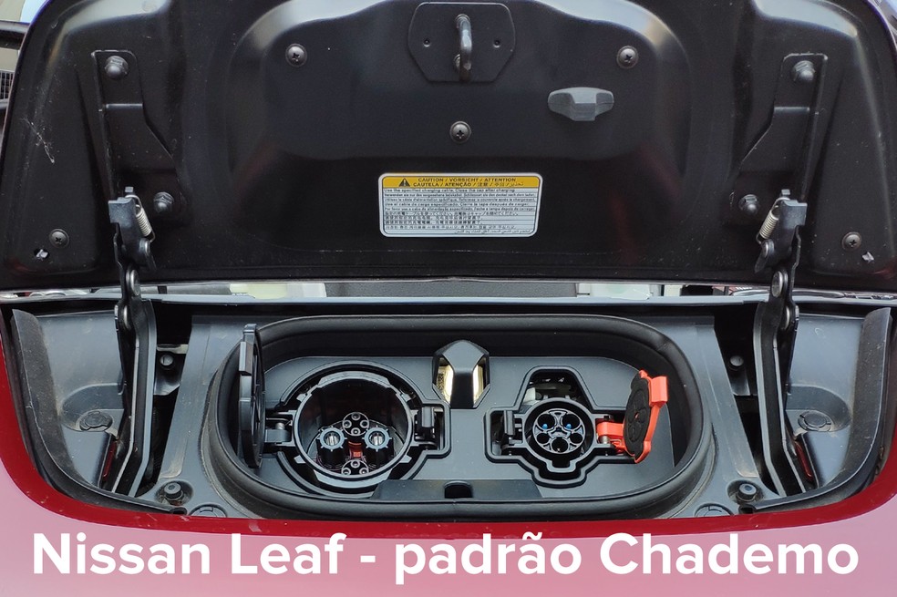 Padrão de carregador do Nissan Leaf — Foto: André Paixão/G1