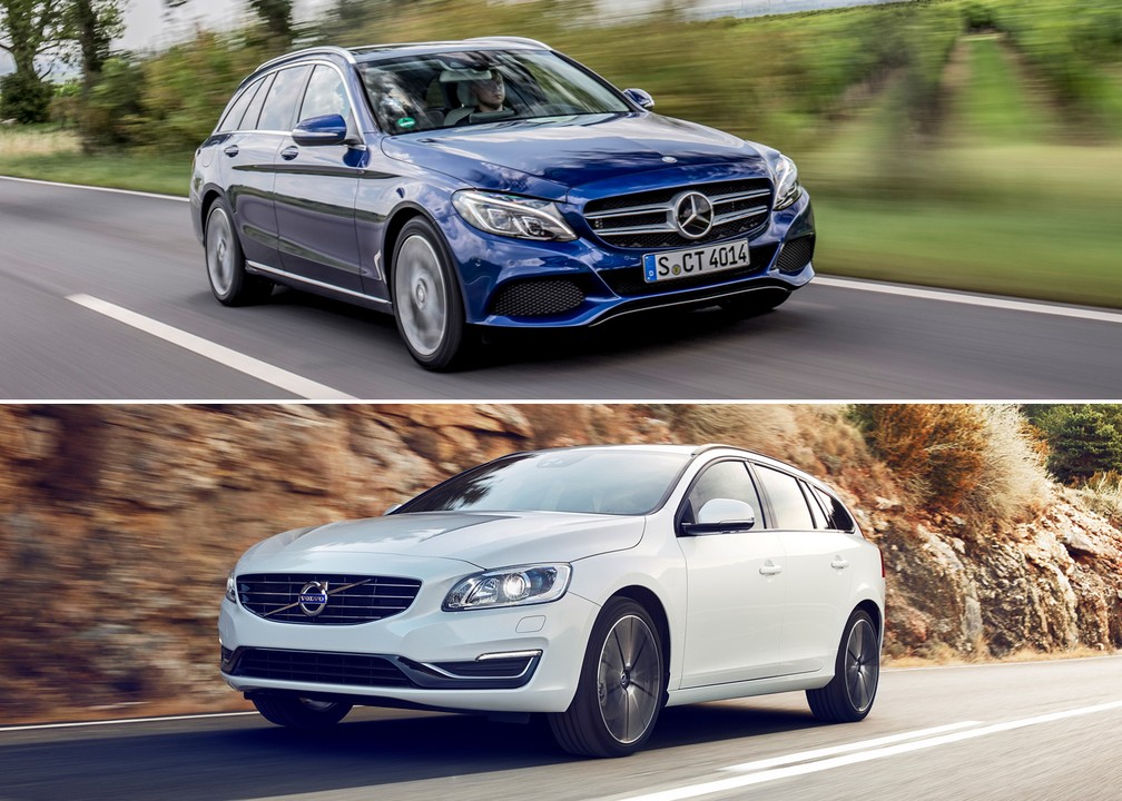 Mercedes-Benz C 180 Estate e Volvo V60 — Foto: Divulgação