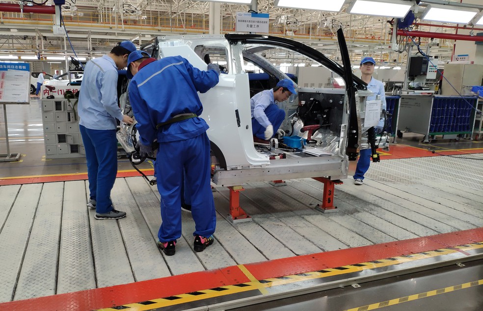 Fábrica da Chery em Wuhu, na China — Foto: André Paixão/G1