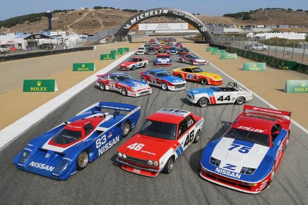 A história da Nissan nas pistas foi relembrada em Laguna Seca (Foto: Divulgação) — Foto: Auto Esporte