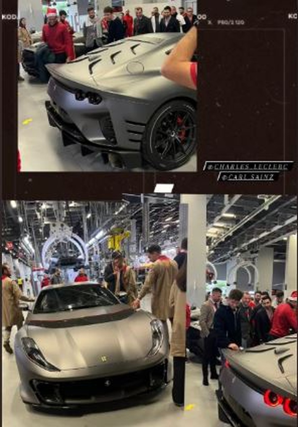 Mais de um ano após a compra, Carlos Sainz recebe sua Ferrari customizada — Foto: Reprodução/Twitter