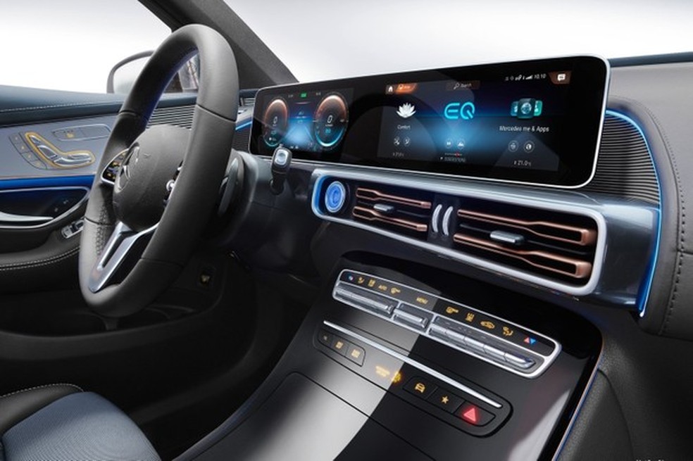 EQC tem duas telas de 10,25 polegadas para os mostradores e multimídia (Foto: Divulgação) — Foto: Auto Esporte