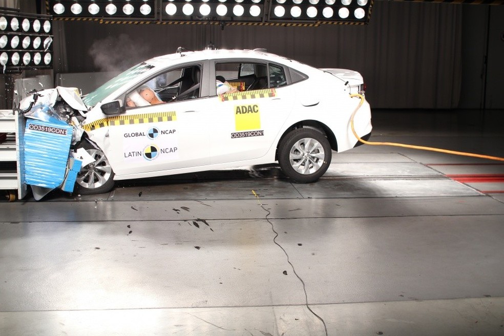 Teste de colisão frontal do Onix Plus feito pelo Latin NCap (Foto: Divulgação) — Foto: Auto Esporte