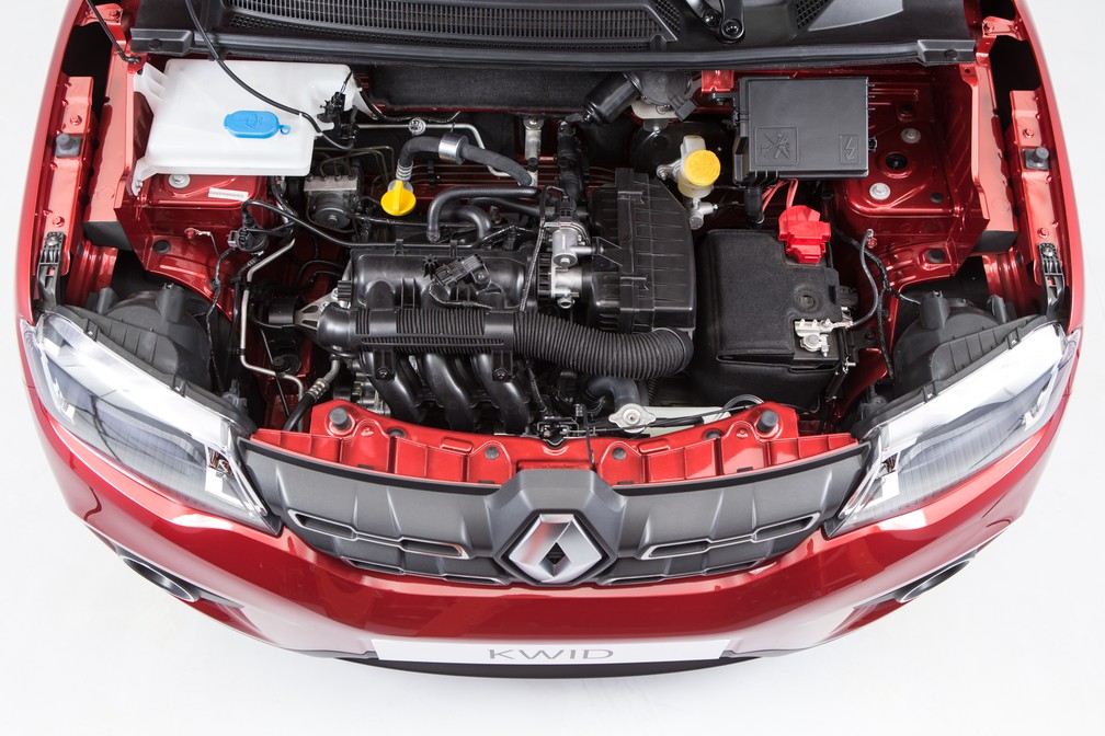 Motor 1.0 de 3 cilindros do Kwid tem menos tecnologia que o usado no Sandero — Foto: Divulgação