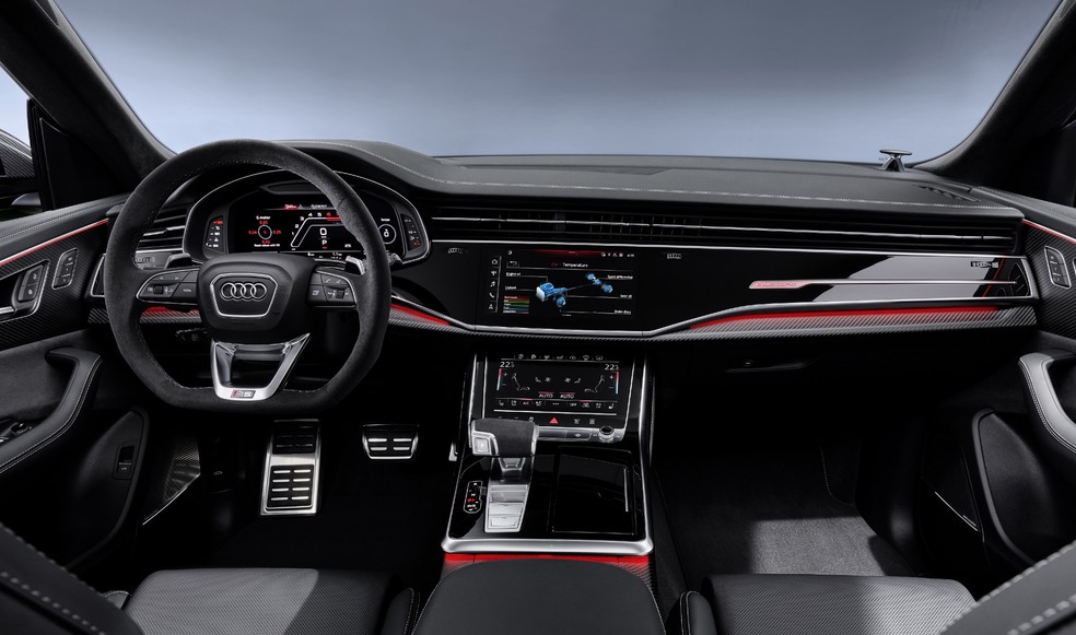 Audi RS Q8: o interior tem couro por todos os lados e acabamento geral de primeira — Foto: Divulgação