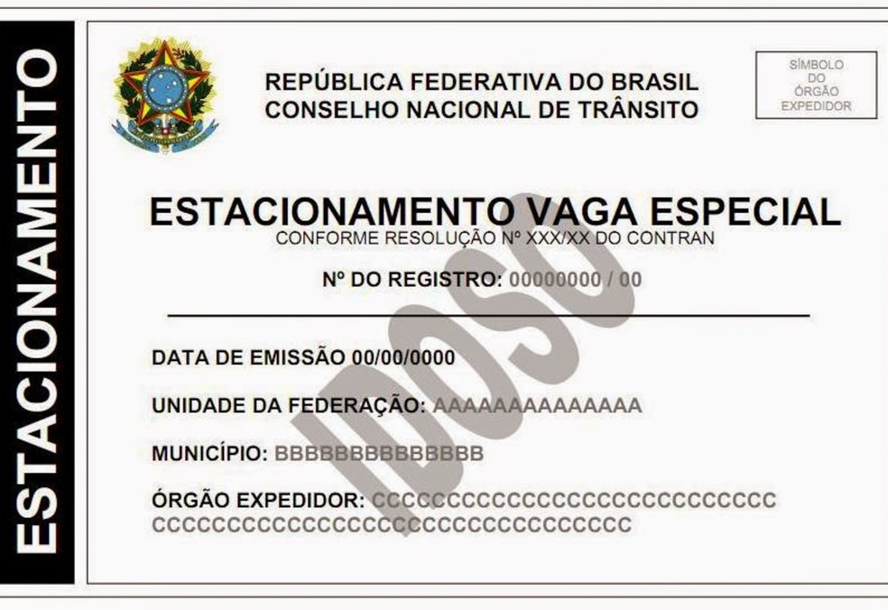 Cartão de estacionamento de idoso é gratuito e precisa ser solicitado na prefeitura ou no Detran — Foto: Divulgação