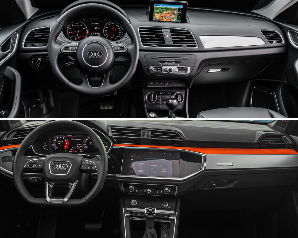 Antes e depois da cabine do Audi Q3 — Foto: Divulgação