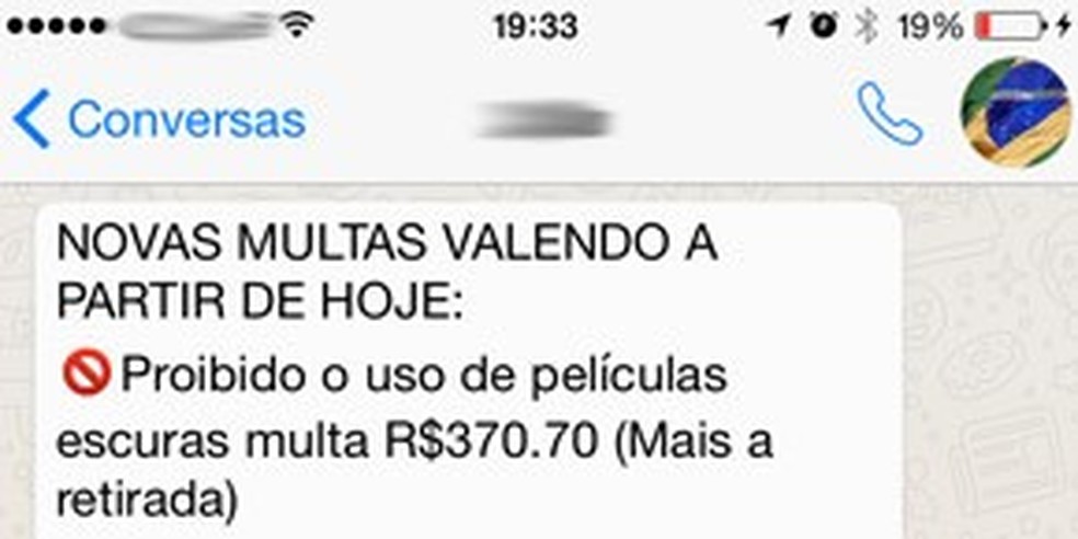 Mensagem sobre multas que circula nas redes — Foto: Reprodução