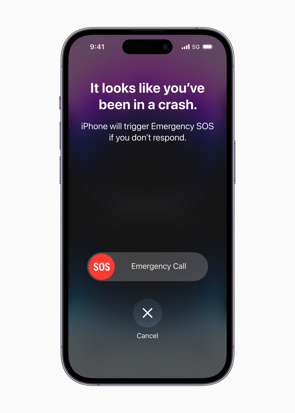 iPhone 14 automaticamente avisa os contatos de emergência, caso a vítima esteja incapaz de responder. — Foto: Divulgação