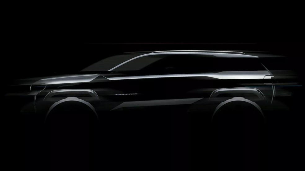 Teaser divulgado pela Jeep revela linhas laterais do novo Compass — Foto: Divulgação