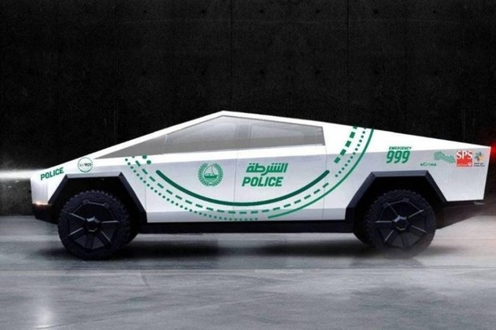 Polícia de Dubai já divulgou no Twitter uma imagem da picape com pintura da corporação (Foto: Reprodução) — Foto: Auto Esporte