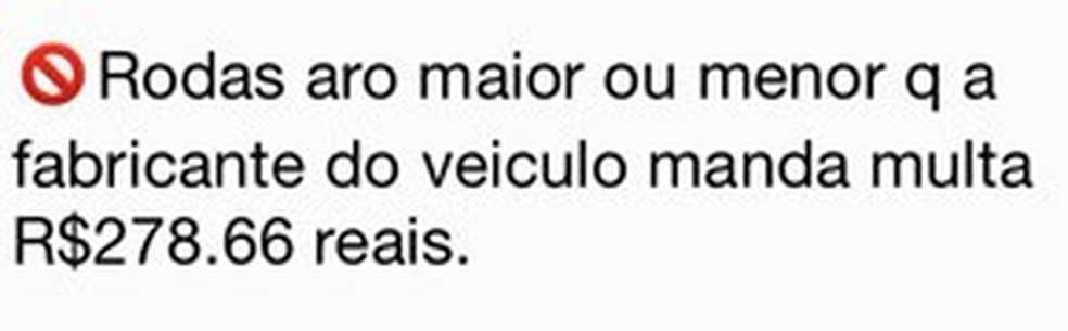Mensagem sobre multas que circula nas redes — Foto: Reprodução