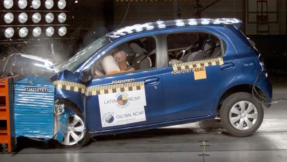 Toyota Etios em crash test do Latin NCAP (Foto: Divulgação/Latin NCAP) — Foto: Auto Esporte