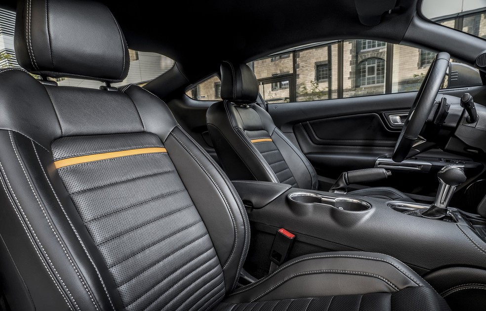 Assentos do Mustang Mach têm aquecimento e ventilação interna — Foto: Divulgação