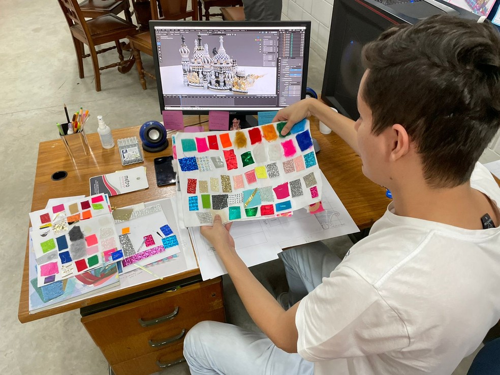 Projeções em 3D facilitaram os processos das escolas de samba — Foto: Cauê Lira/Auto News Brasil