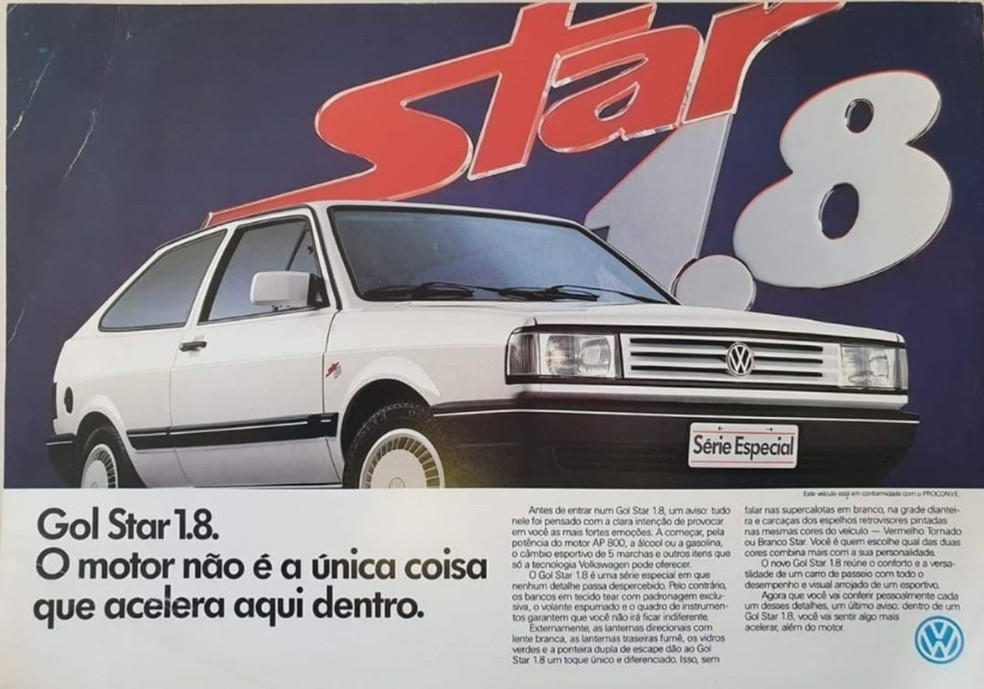 Propaganda do Volkswagen Gol Star 1988, versão curiosa da linha esportiva — Foto: Divulgação/Volkswagen