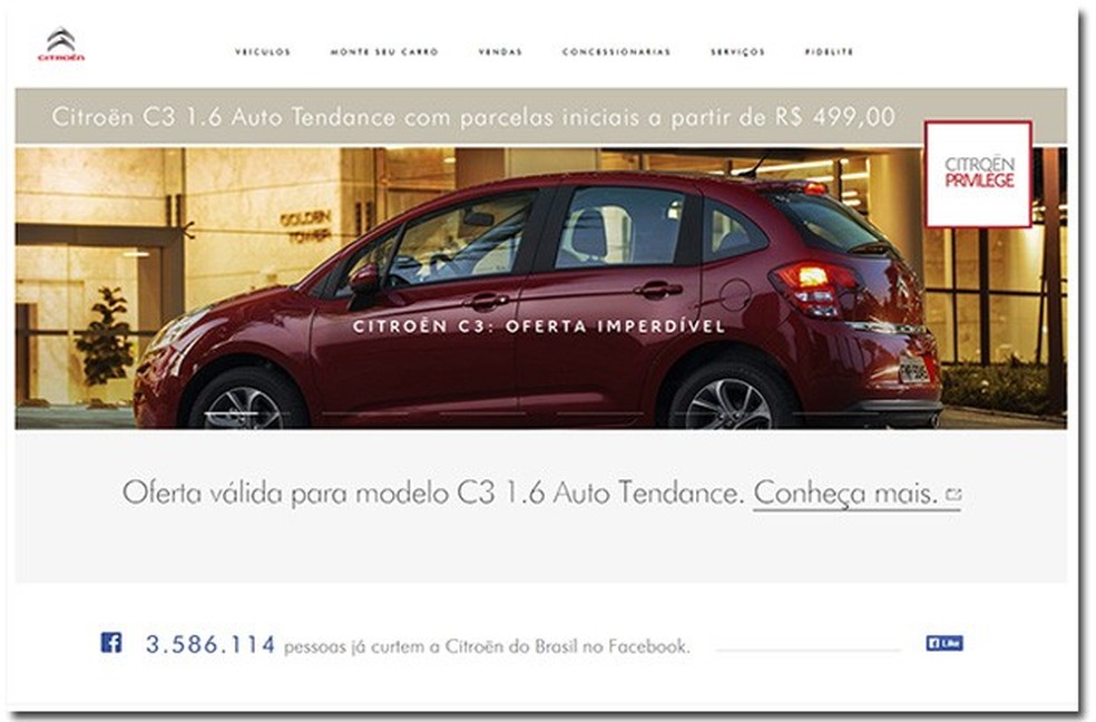 Site da Citroën (Foto: Reprodução) — Foto: Auto Esporte
