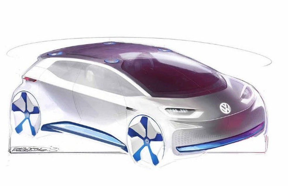 Rascunho do conceito elétrico da Volkswagen (Foto: Divulgação) — Foto: Auto Esporte