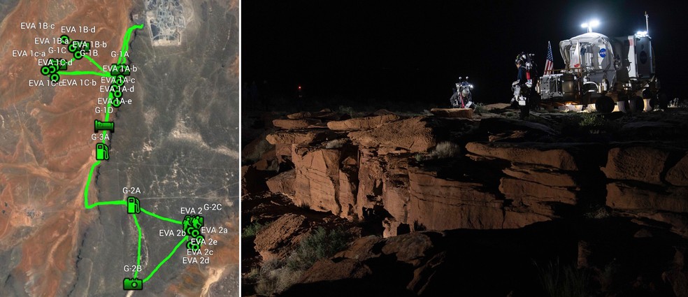 Trajeto dos carros lunares no deserto do Arizona (EUA) — Foto: Divulgação