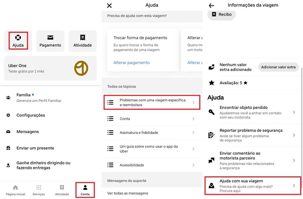 Como pedir reembolso no Uber