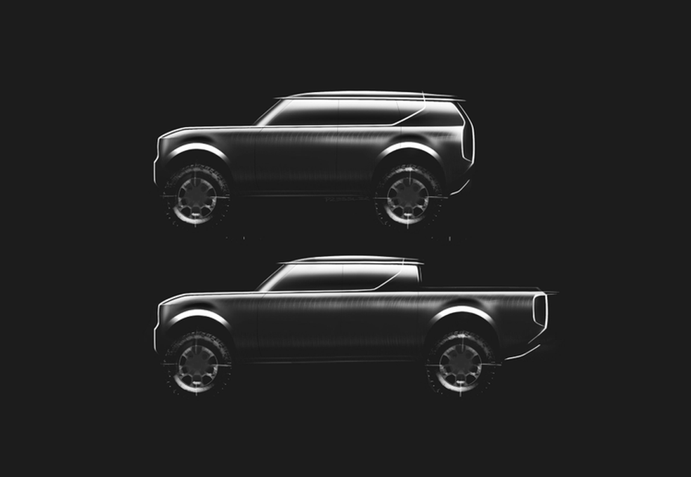 Teaser dos dois novos modelos elétricos da Scout — Foto: Divulgação