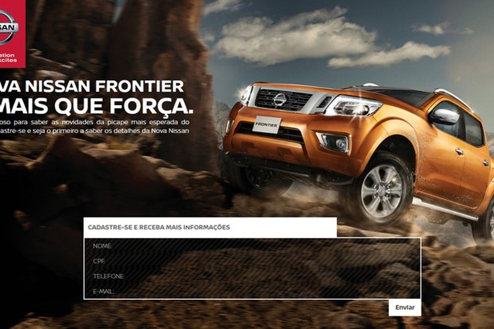 Site da nova Nissan Frontier (Foto: Reprodução) — Foto: Auto Esporte