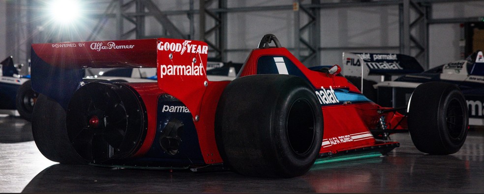 Brabham BT46 de Niki Lauda com seu ventilador traseiro, que foi proibido logo após vencer a única corrida que disputou — Foto: Tom Hartley Jr/PA