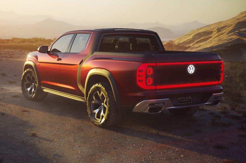 Volkswagen Tanoak foi conceito de picape a combustão mostrado nos Estados Unidos em 2018 — Foto: Auto Esporte