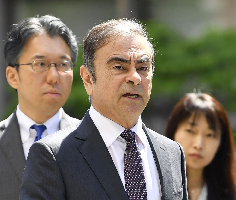 Carlos Ghosn, ex-presidente da Nissan e da Renault  — Foto: Ren Onuma/AP