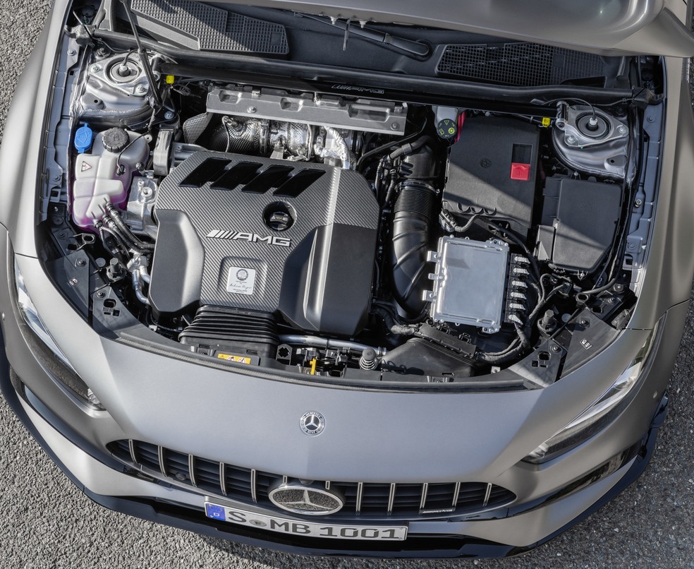 Motor 2.0 dos Mercedes-Benz A e CLA 45 AMG S entrega 421 cv — Foto: Divulgação