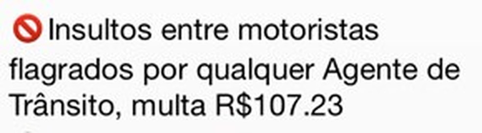 Mensagem sobre multas que circula nas redes — Foto: Reprodução