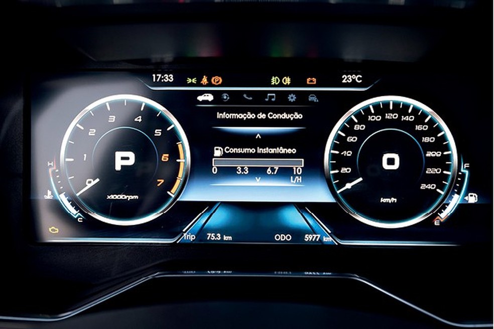 O quadro de instrumentos digital é exclusivo da versão e tem três modos de configuração (Foto: Bruno Guerreiro) — Foto: Auto Esporte