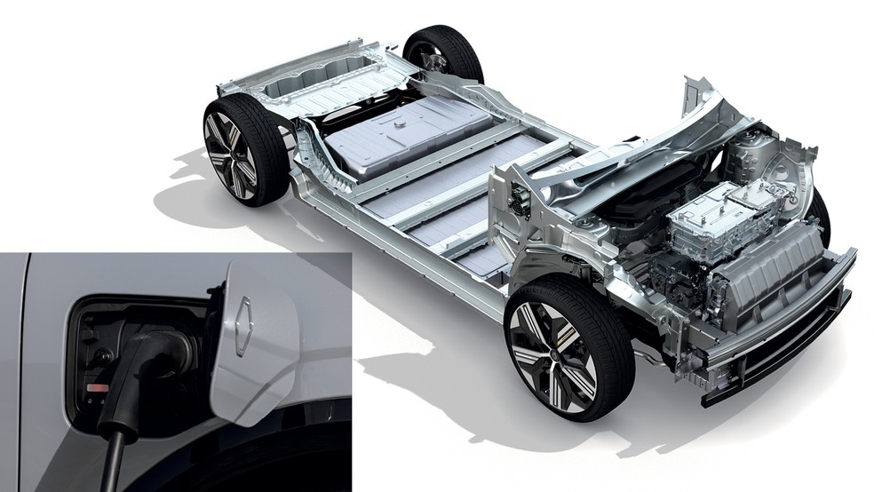 A plataforma CMF-EV permite abrigar um ou dois motores elétricos; pack da bateria tem 110 mm  de espessura  — Foto: Divulgação