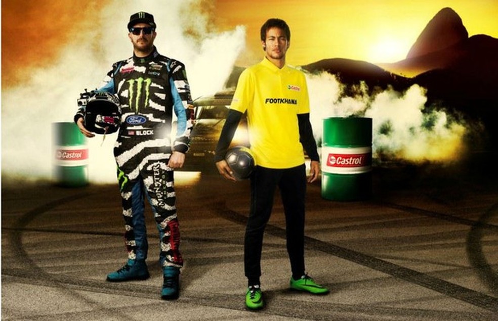 Ken Block e Neymar em ação publicitária (Foto: Divulgação) — Foto: Auto Esporte