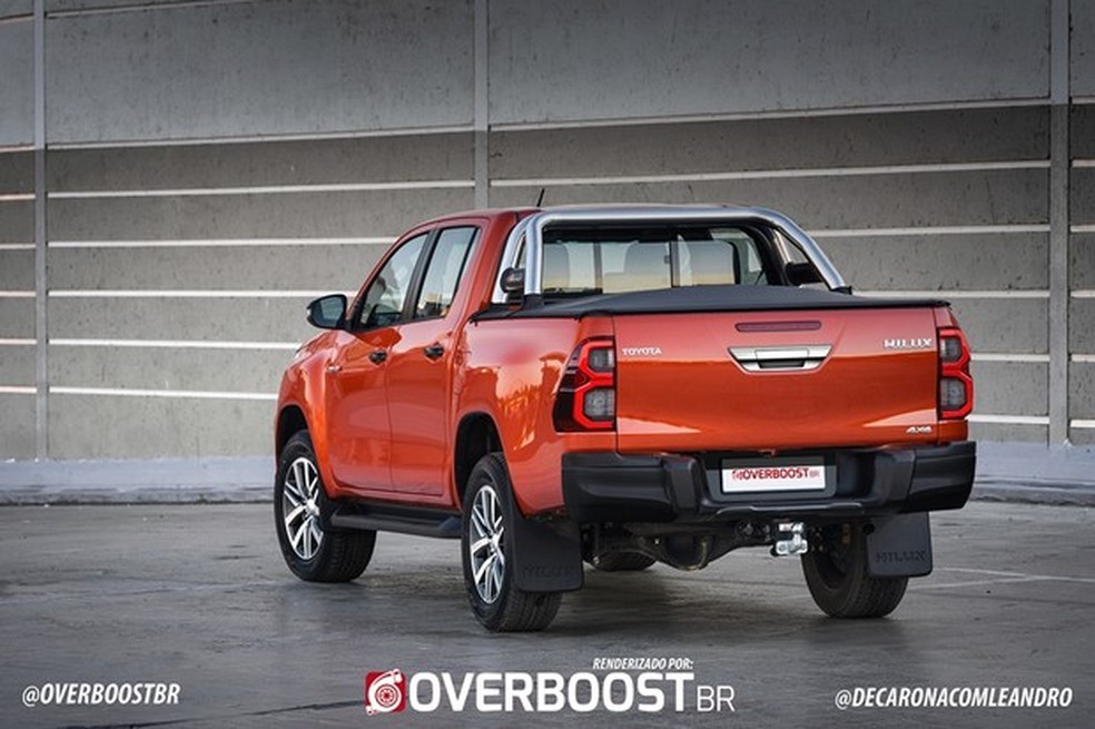 Nova Hilux traz uma lantena em LED em forma de "E" (Foto: Renato Aspromonte/verboostbr) — Foto: Auto Esporte
