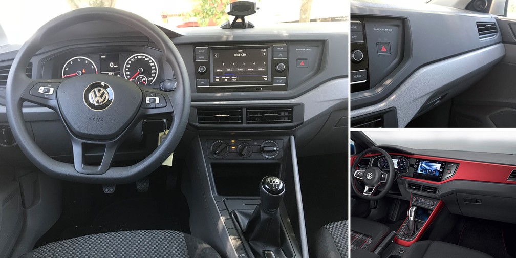 Interior do Volkswagen Polo 1.6 — Foto: André Paixão/G1 e Divulgação