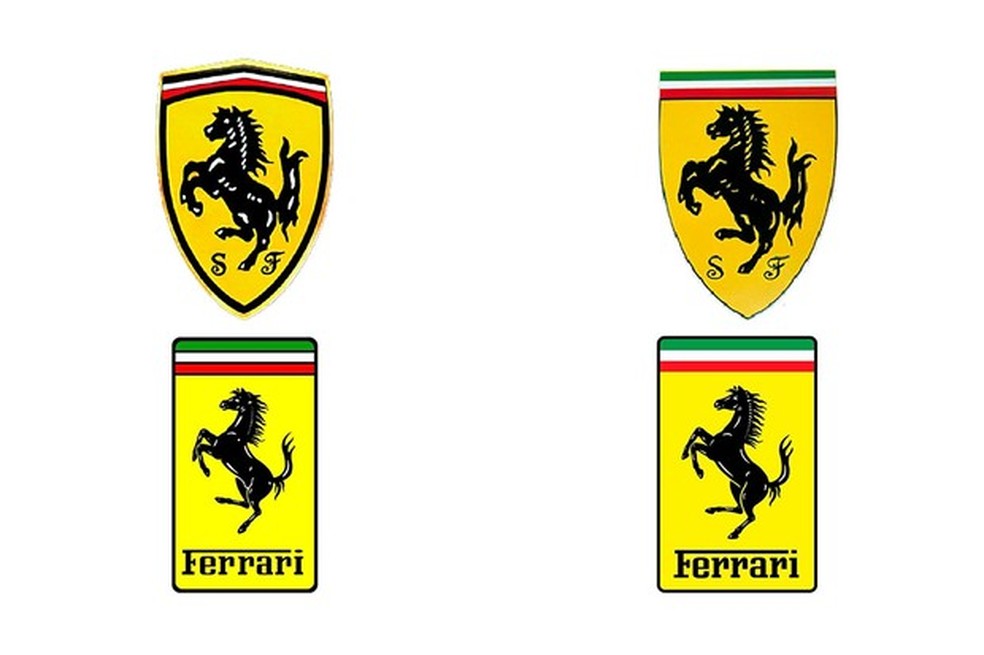Algumas mascas optam por manter a tradição e mudar pouco ou quase nada de seus logotipos já consolidados no mercado, como é possível ver na evolução do logotipo da Ferrari (Foto: Montagem sobre arquivo) — Foto: Auto Esporte