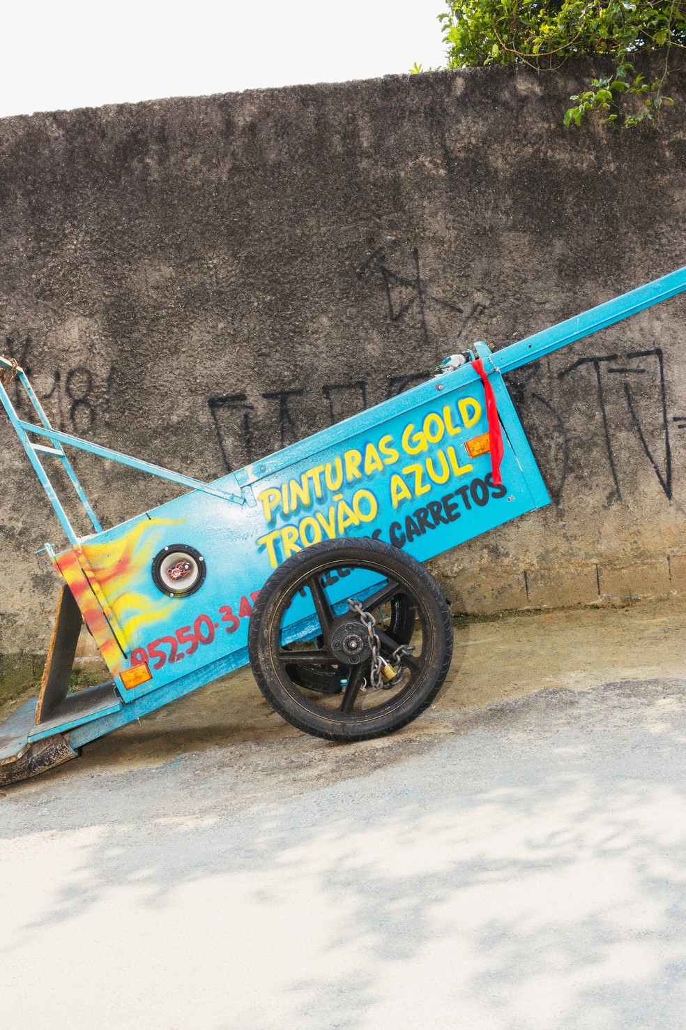 A arte feita por Gonçalves ajuda o catador a recolher e revender mais materiais recicláveis — Foto: Vitor Jardim 
