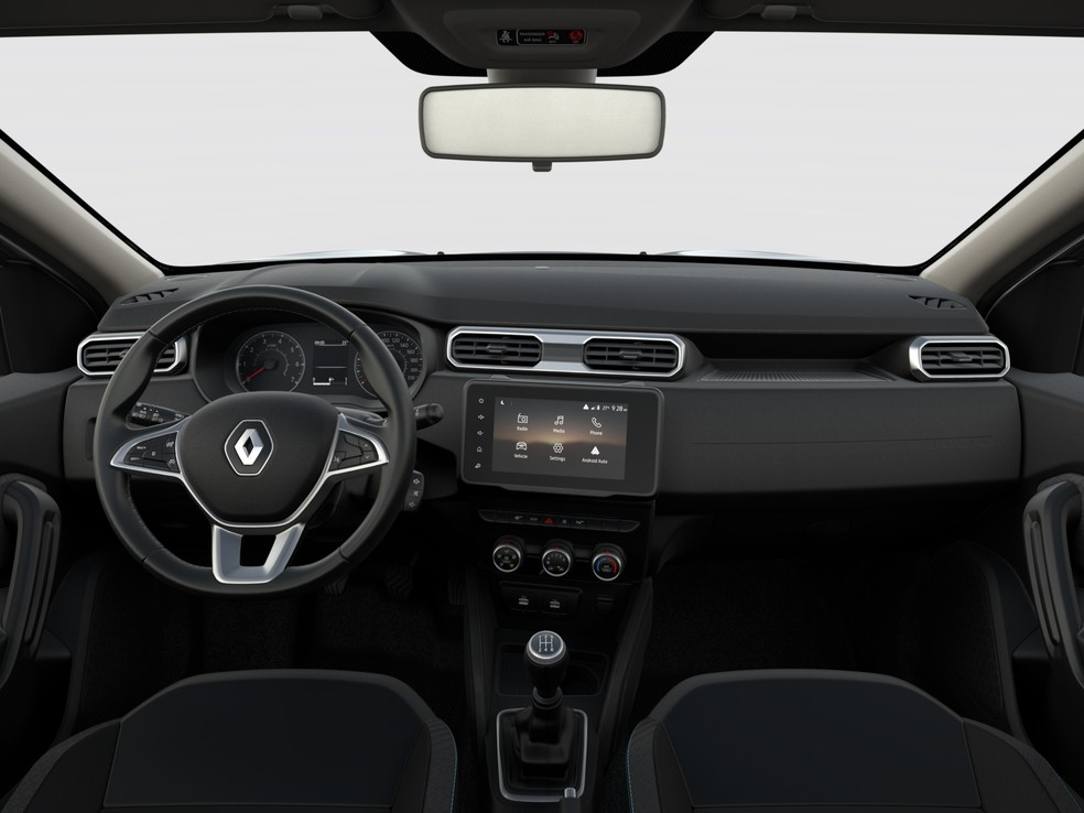 Renault Duster Intense recebe central multimídia de 8" com aparelhamento sem fio para Apple CarPlay e Android Auto — Foto: Divulgação