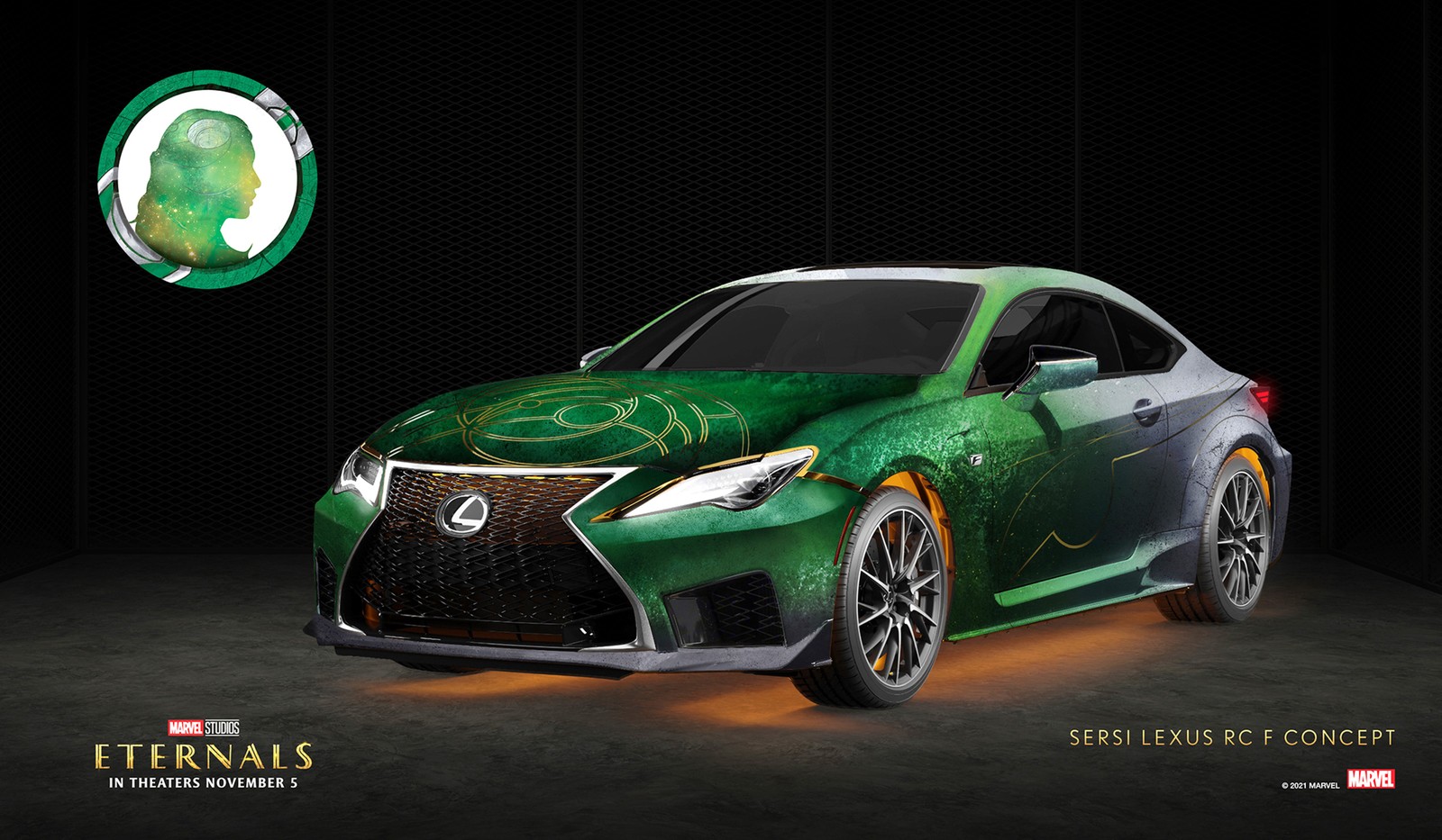 Assim como a Sersi (Gemma Chan), o RC F é um dos carros mais poderosos da Lexus — Foto: Divulgação