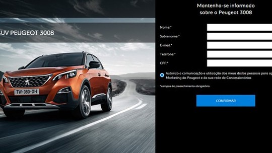 Novo Peugeot 3008 já tem site oficial no Brasil